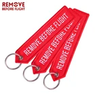 Брелки для ключей снять перед полетом, цепочки для украшений от производителя, брелки для ключей с красной вышивкой, украшения для мужчин, 3 шт.лот