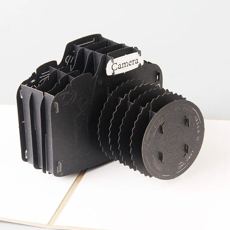 3D лазерная резка ручная резьба черная камера бумажные приглашения открытки