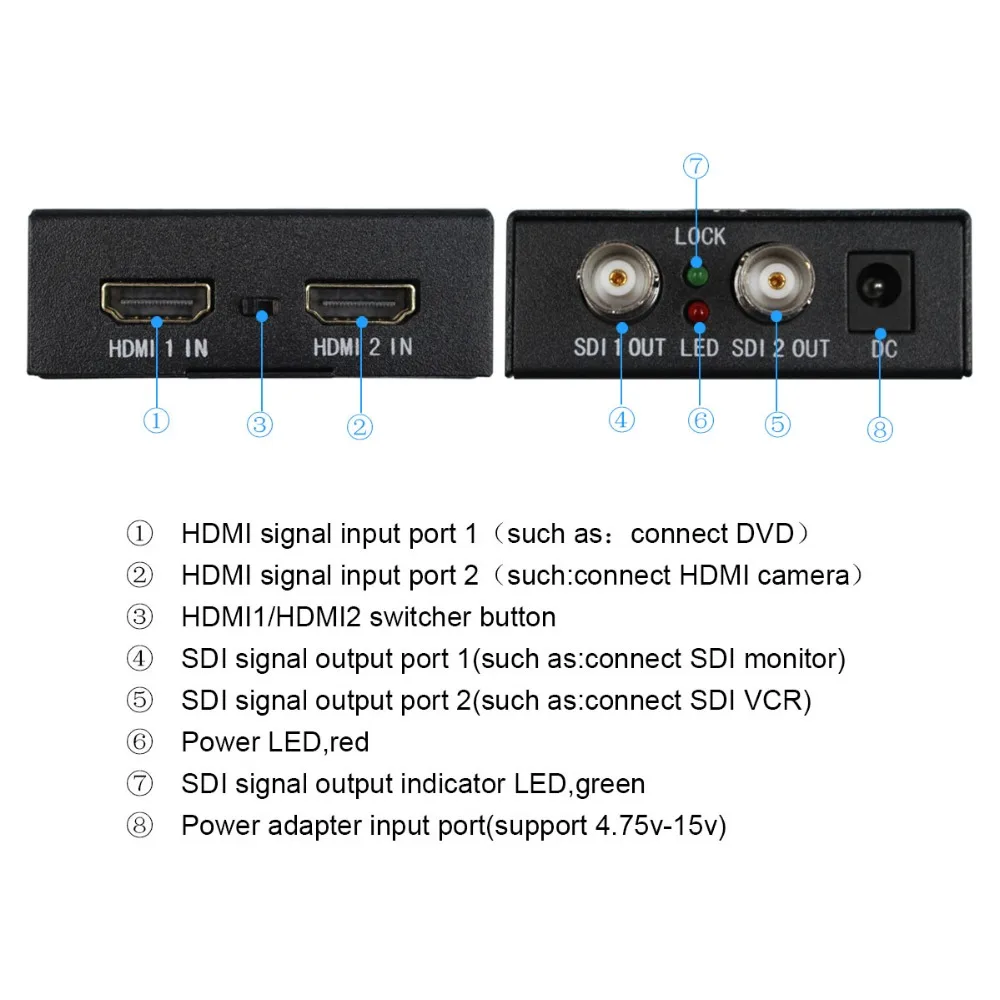 Wiistar преобразователь HDMI в SDI 2 In Out адаптер 1080P Поддержка SD HD 3G для монитора HDTV