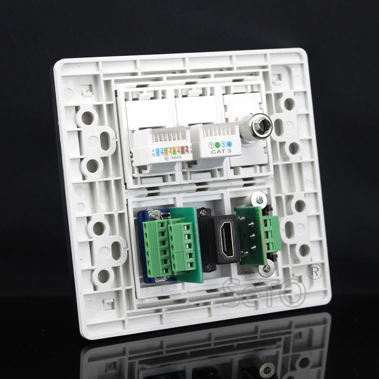 SeTo 120 тип ТВ + Сеть RJ45 Cat5e RJ11 Cat3 VGA HDMI аудиоразъем панель Выходная настенная