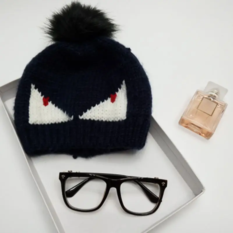 2015 горячие корейских женщин теплая шапка маленький монстр акрил шерсть