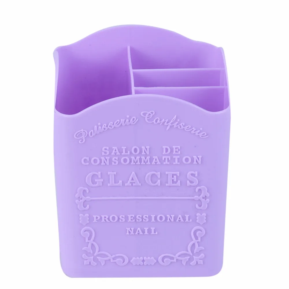4 отделения, держатель для кистей для макияжа, портативный пустой пластиковый держатель для кистей, коробка для хранения ногтей, контейнер для ручек для ногтей, случайный цвет