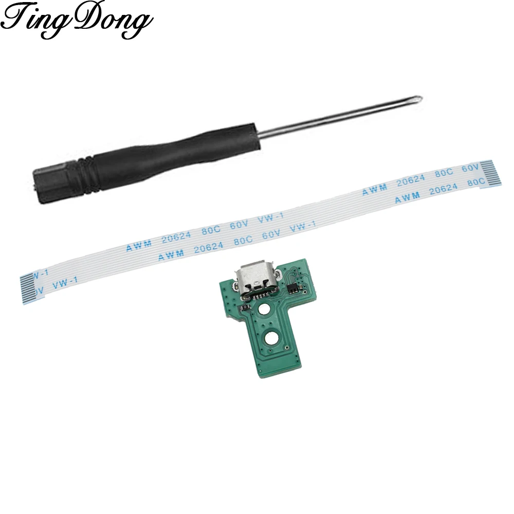 

TingDong Power Charging Port Socket Board JDS-030 +12 pin Eject Ribbon Flex Cable For PS4 Controller gamepad Repair Parts