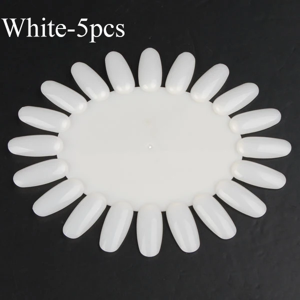 White-R-5Pcs Накладные ногти пластиковые веерообразные накладные ногти акриловые натуральные прозрачные черные накладные ногти для ногтей - Цвет: White-R-5Pcs