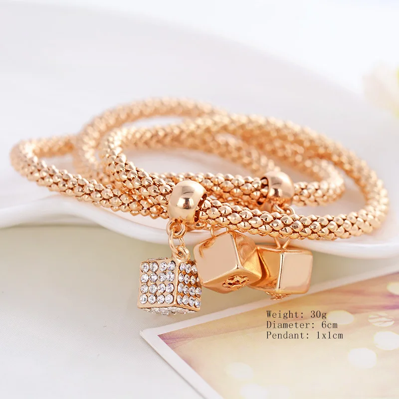 Onnea 3 шт. Хрустальные Очаровательные браслеты для женщин Свадьба золотой цвет