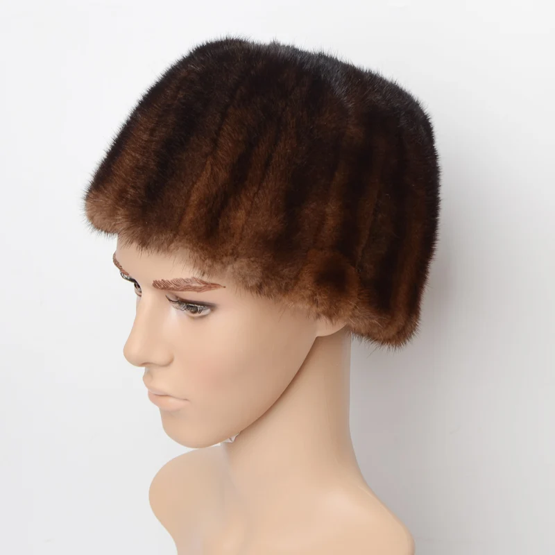 Wucifo 2019 100% Natural mink fur hat men New Fashion Men's Real Mink Fur Cap Winter Warm Top Hat Headgear Beanie Beret | Аксессуары