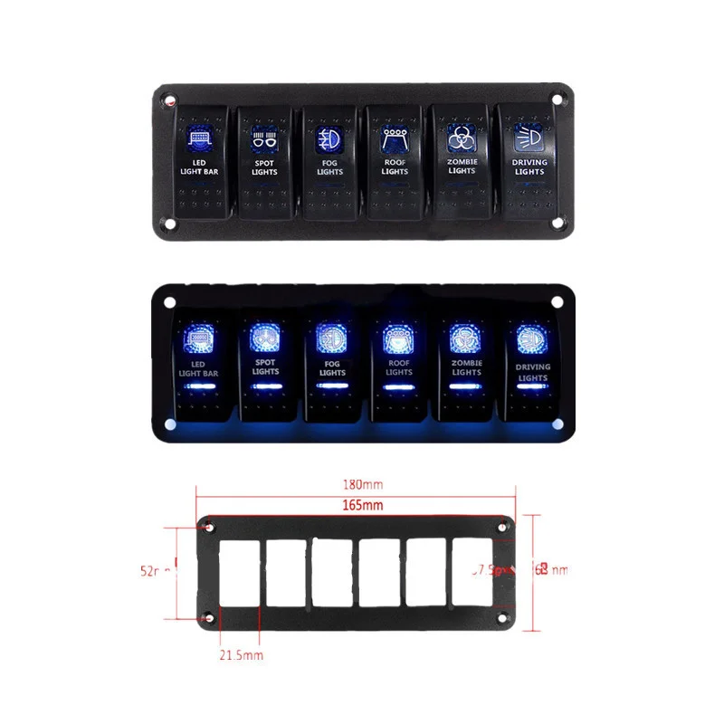6 кнопочный светодиодный светильник панель переключателя для автофургона лодки