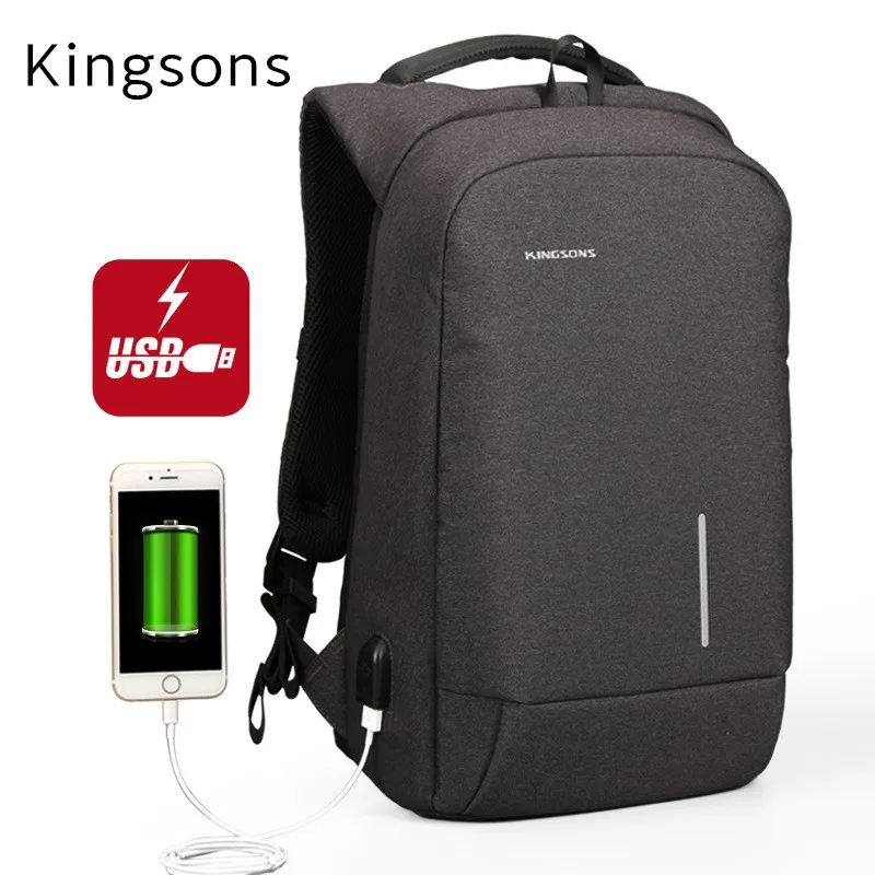 

Kingsons Brand Backpack Laptop Bag 13,14,15.6 Inch Notebook Man Lady Business Office Worker USB Charging Anti-theft DropShip 314