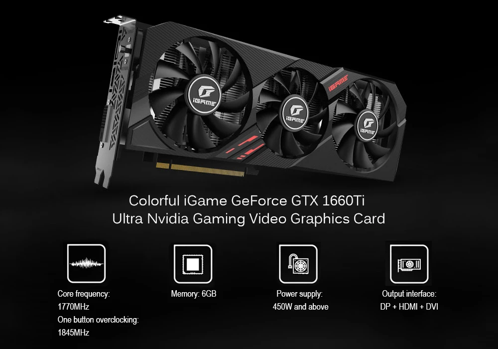 Красочная видеокарта IGame GeForce GTX 1660Ti Ultra 6 ГБ игровая GDDR6 192bit с RGB светильник
