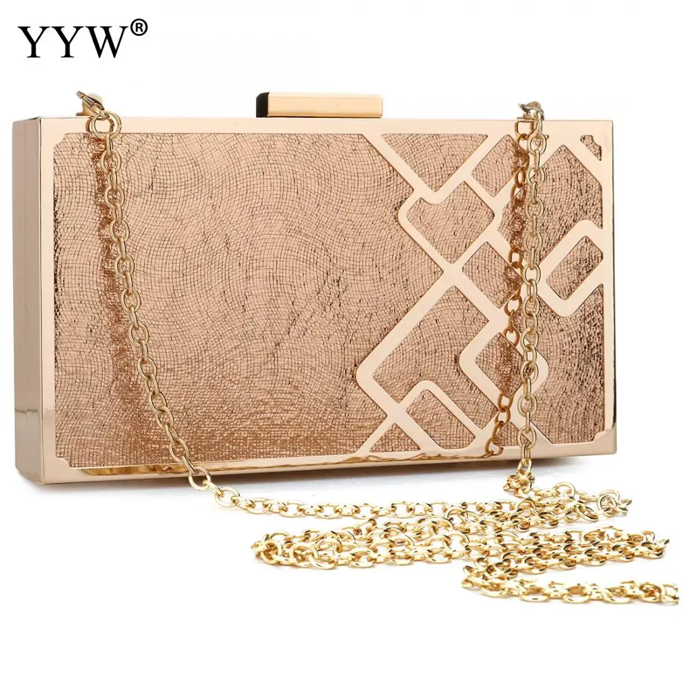 Flannelette Green Clutch Wedding Women Box Bag Gold Chain Geometric Zinc Alloy Christmas Evening Bags Female Party Clutch Gold
