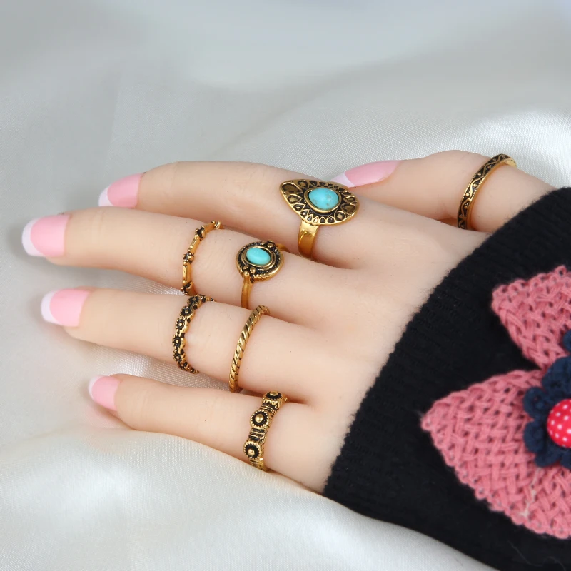 Набор турецких колец в стиле ретро женский кольцо на палец с гравировкой из