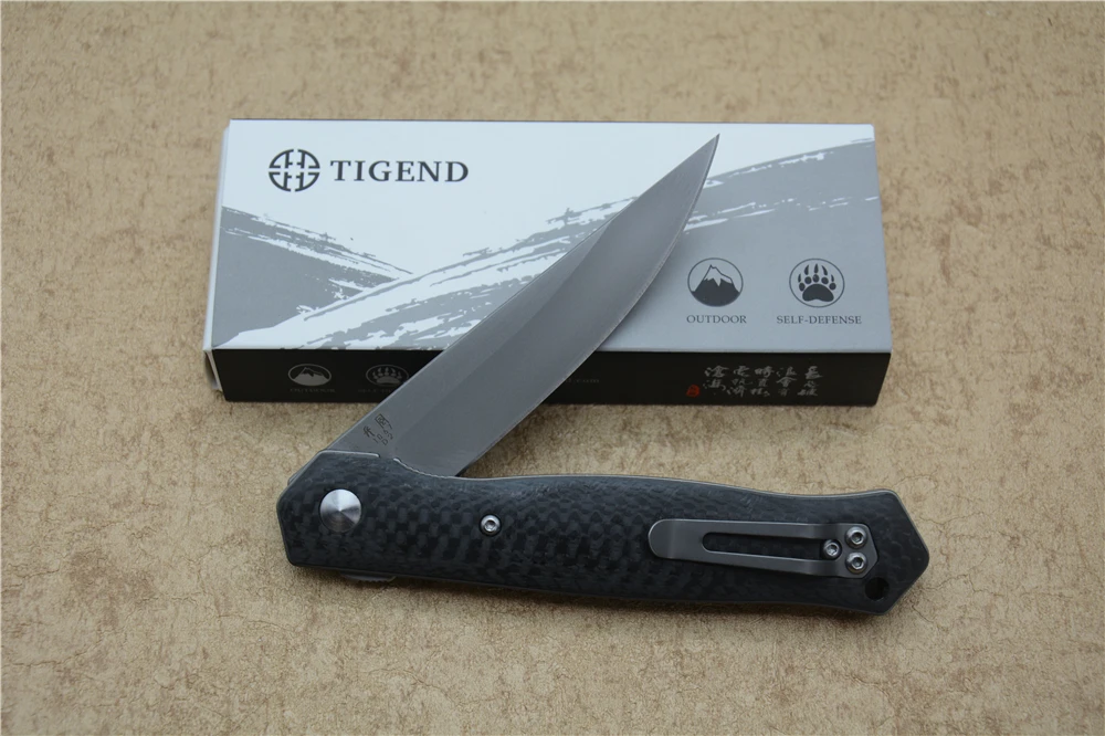 Складной нож TIGEND 1067 с шарикоподшипником лезвие D2 из углеродного волокна/рукоятка