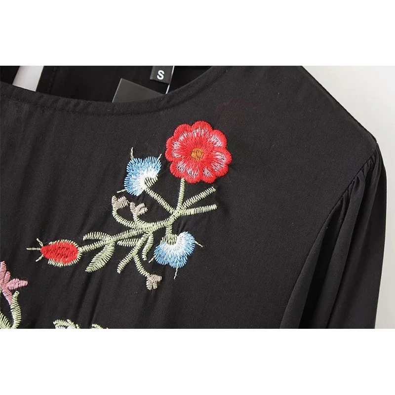 IEASYSEXY 2017 Осенняя Мода Марка Цветочные Вышитые Мини Платья Женщин Шею Длинными