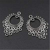 8pcs silver plated porous hole hollow ring cone pendants retro earrings necklace diy charm jewelry crafts making 3423mm a553