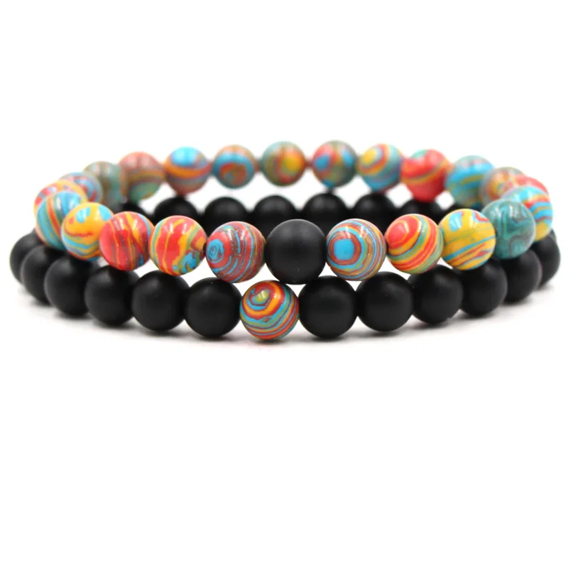 2 шт. набор для пары Малахитовый черный камень молитва Бусы Будда мужские