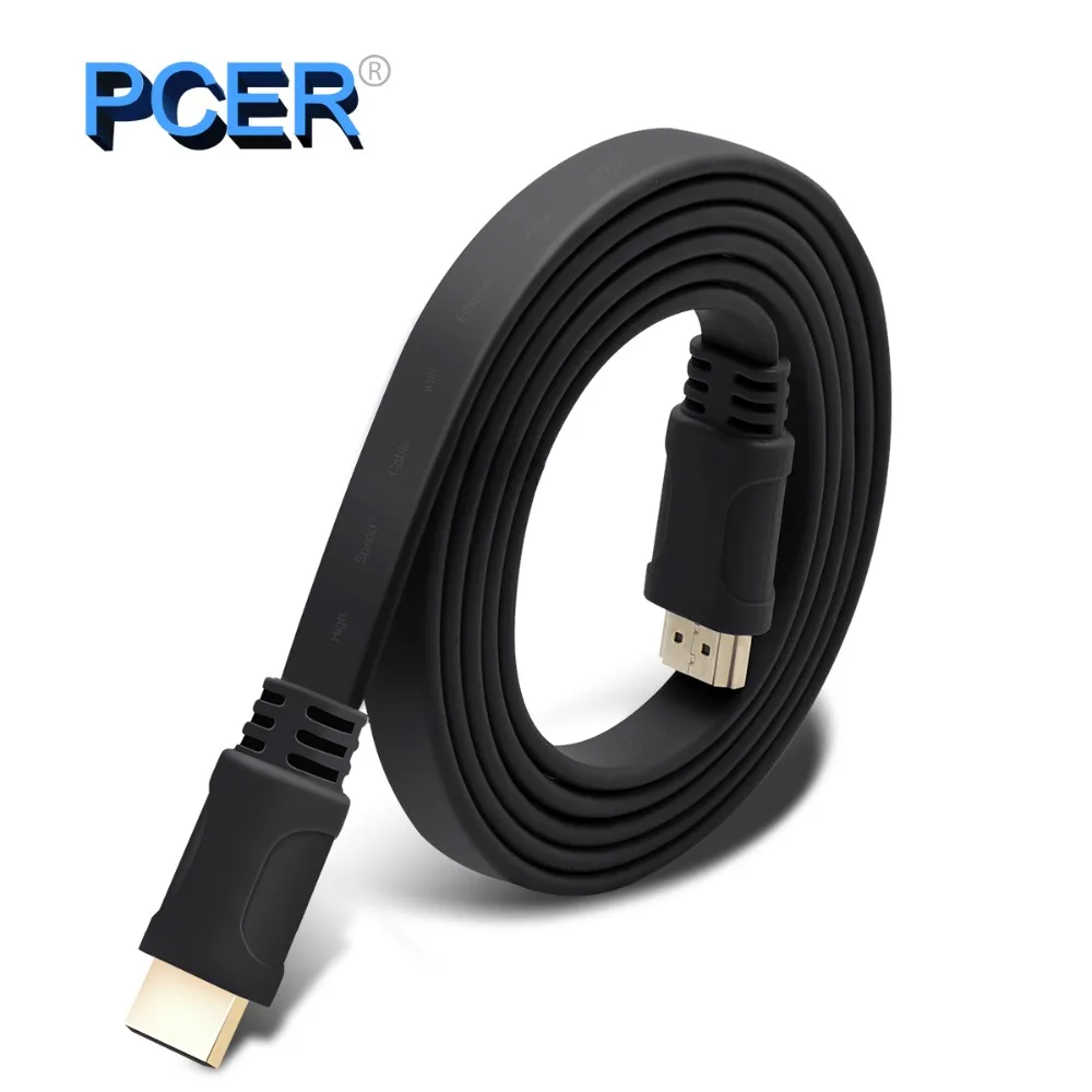 Плоский HDMI кабель PCER 1 4 2 0 V бескислородная медь 4K * 2K 3D изображение шнур Ультра HD