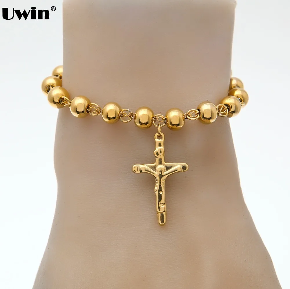 

Браслет женский, католический, с бусинами, четки из нержавеющей стали