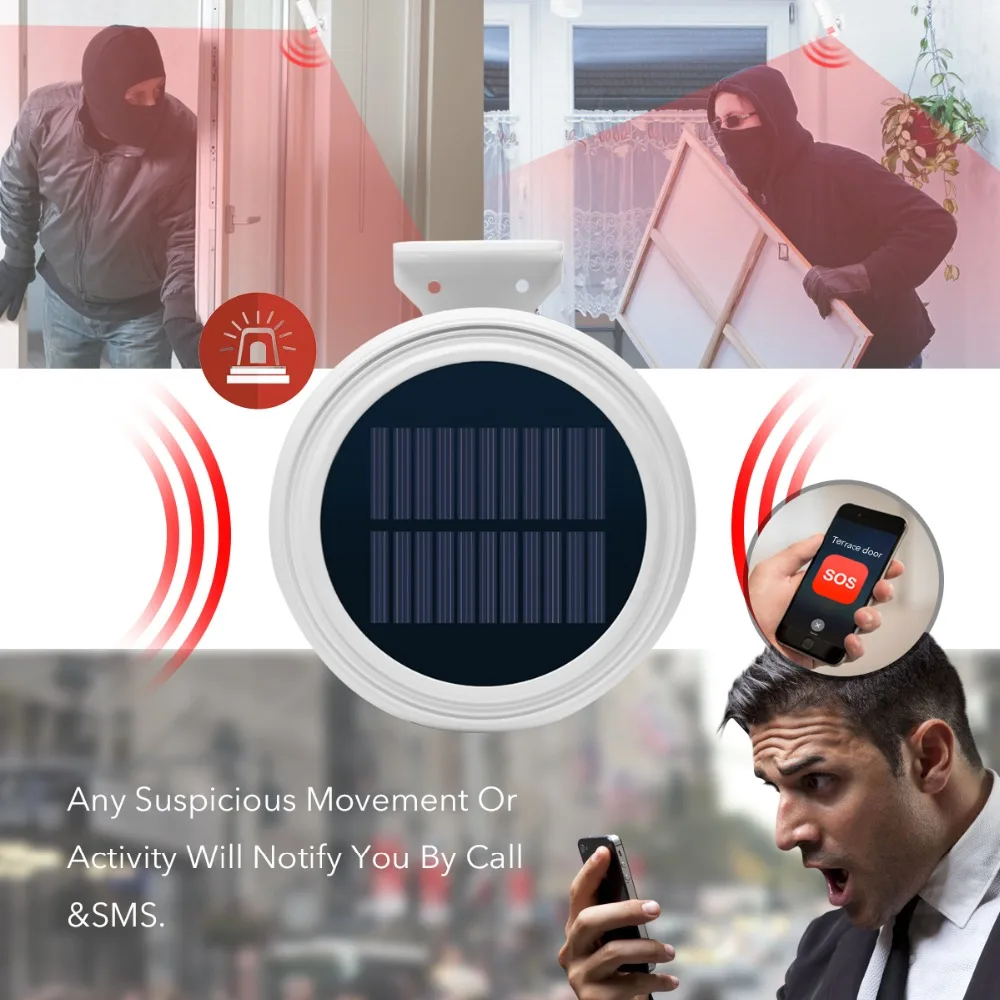Охранная система домашняя GSM сеть беспроводная Солнечная Сирена батарея