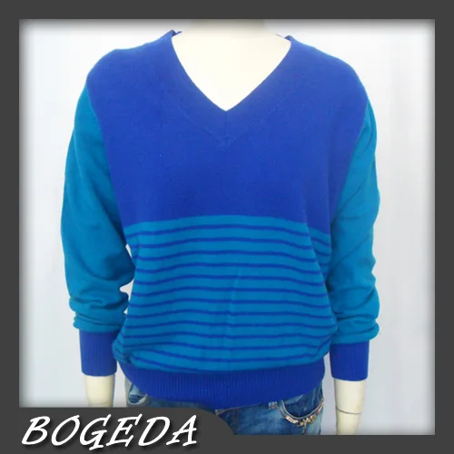 Pure Cashmere Sweater Women Royal Blue Pullover V-neck Lady Natural Thick Warm High Quality Clearance Sale Free Shipping Женская