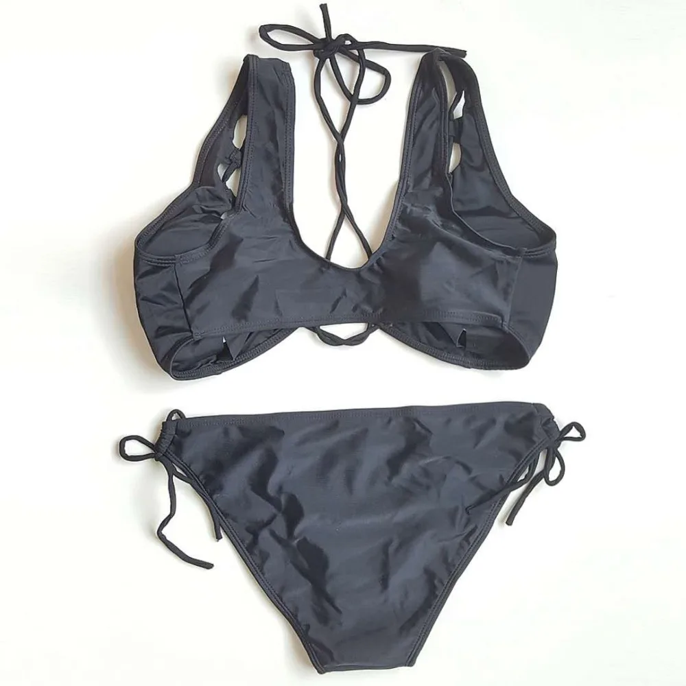 2018 DK51 With Pads Bikini Sexy Bandage Swimsuit Black Hollow-Out Bikiniswimwear |