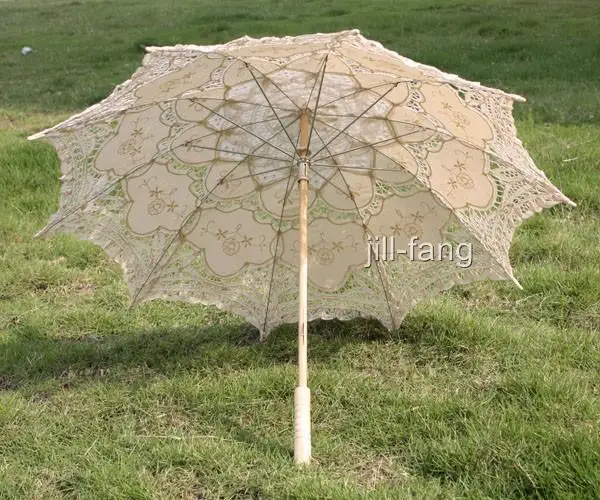 Battenburg слоновая кость Белль зонтик 30 дюймов и Ручной Веер свадебный|parasols