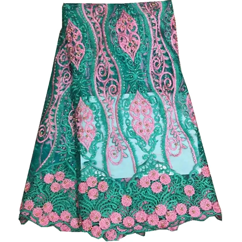 2017 Бесплатная доставка африканская Кружево Ткань высокое качество Вышитый Тюль