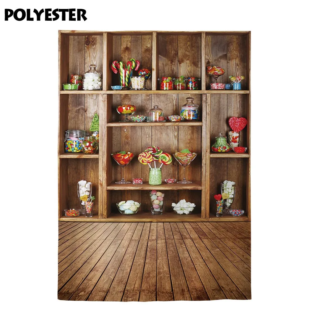 Allenjoy фоны для фотосъемки красочные конфеты винтажные деревянные полки фон