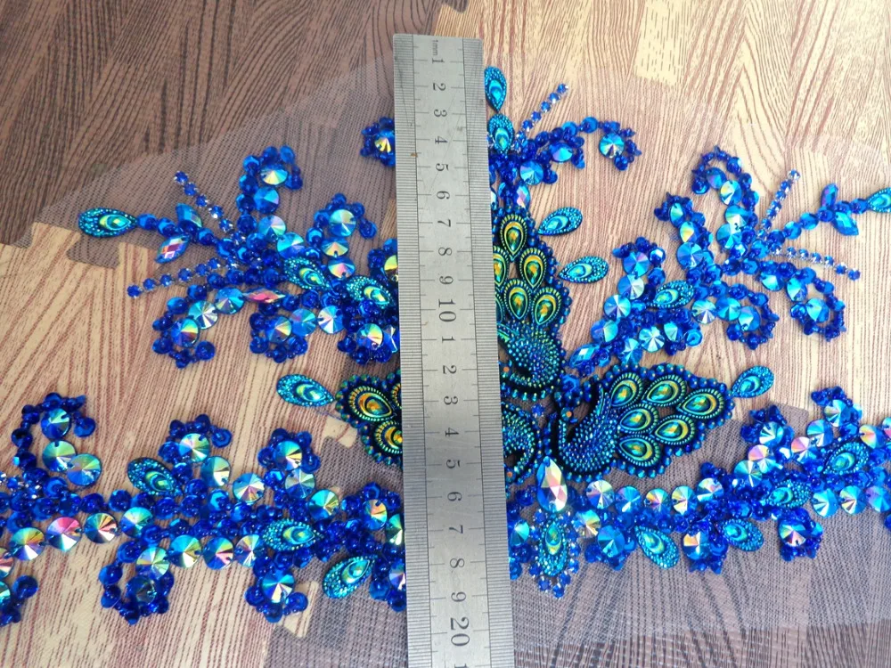 A150 темно-синяя ручная отделка кристаллами патчи с аппликацией из стразов 43*19 см