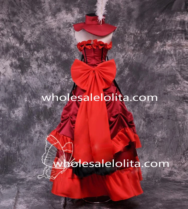 Бесплатная доставка Черный Дворецкий госпожа Красный косплей костюм вечернее