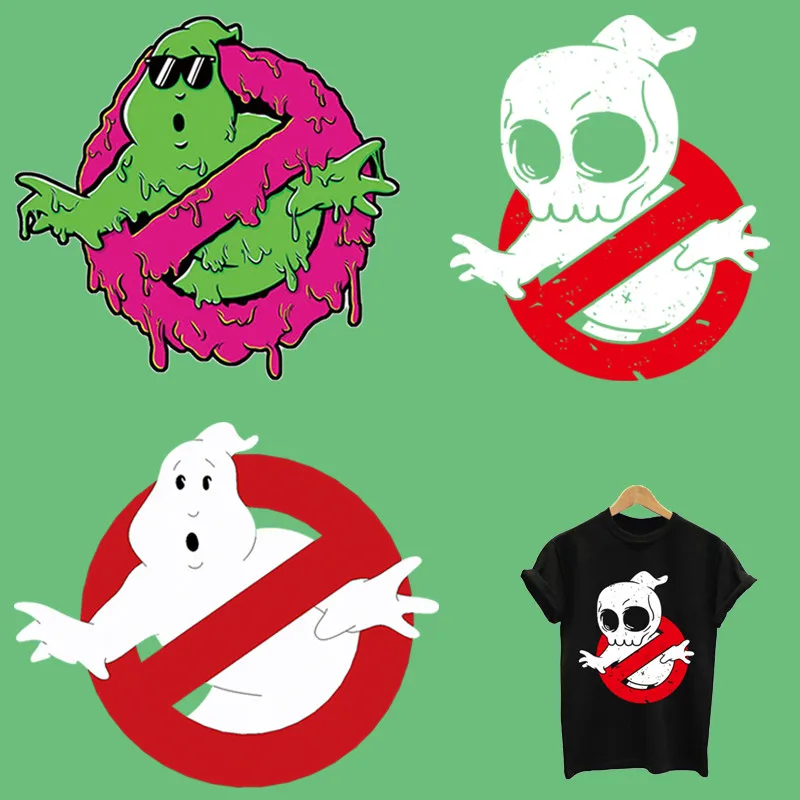 

Ghost Busters iron on patches transfer fusible clothing thermo heat transfer stickers on clothes application of one stripes tops