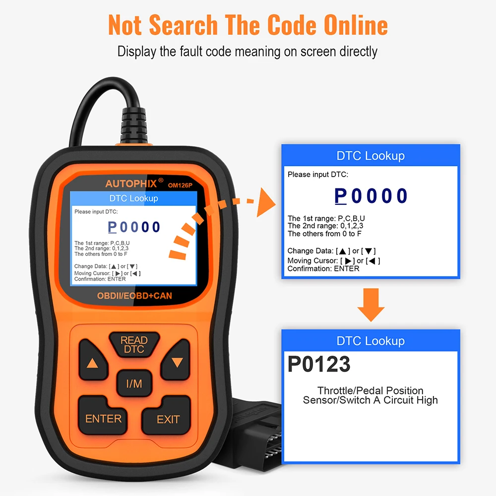 Профессиональный OBD2 сканер Autophix Om126P полный диагностический инструмент