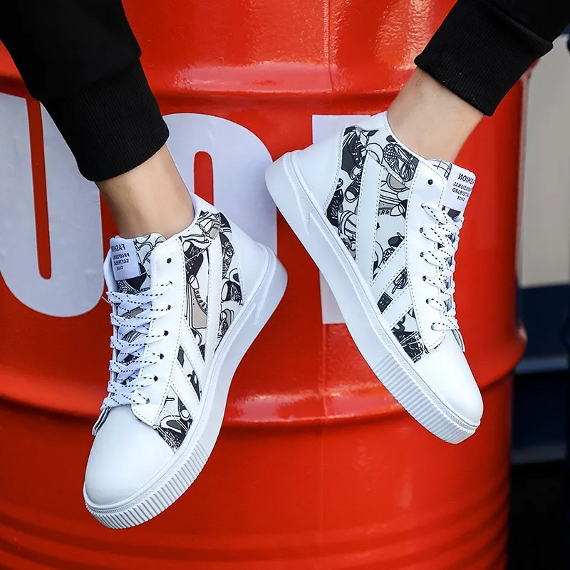 Mannelijke Schoenen/Мужская модная белая удобная обувь из искусственной кожи на шнуровке