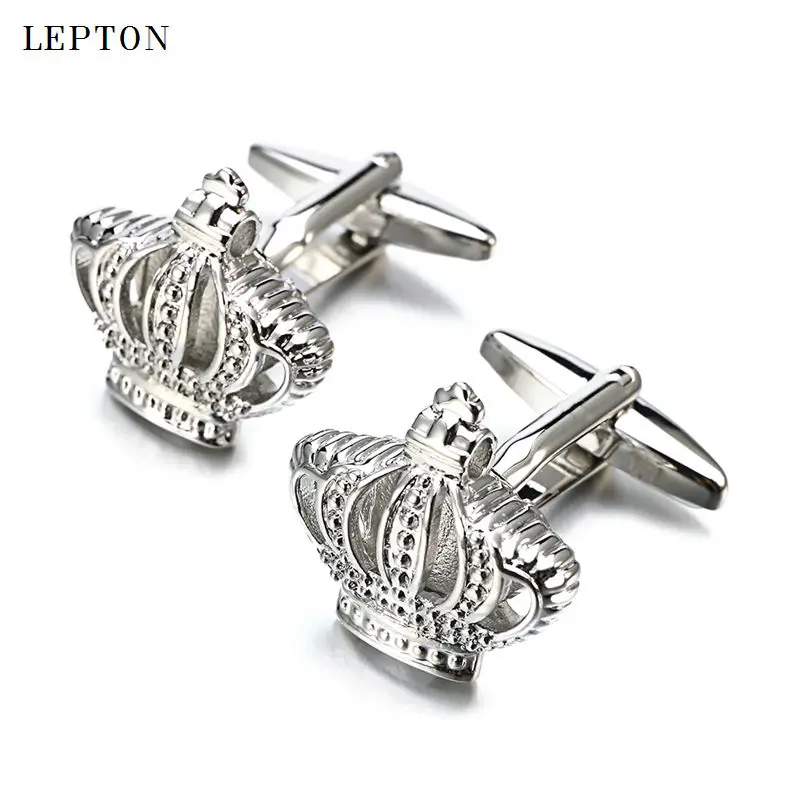 2017 Sale Real Tie Clip Classic Crown Cufflinks Lepton Brand Metal Cuff links For Men Shirt Cufflink Relojes gemelos | Украшения и