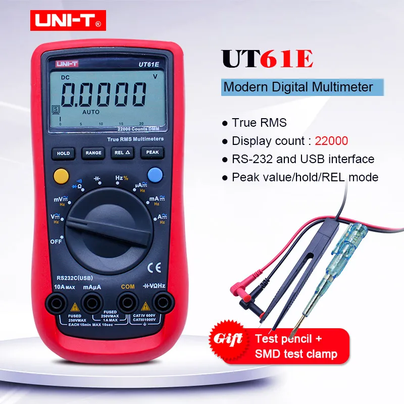 Trus RMS цифровой мультиметр UNI-T UT61E; AC DC напряжение тока ом метр; Емкость Частота Тестер сопротивления диода; ПК подключения