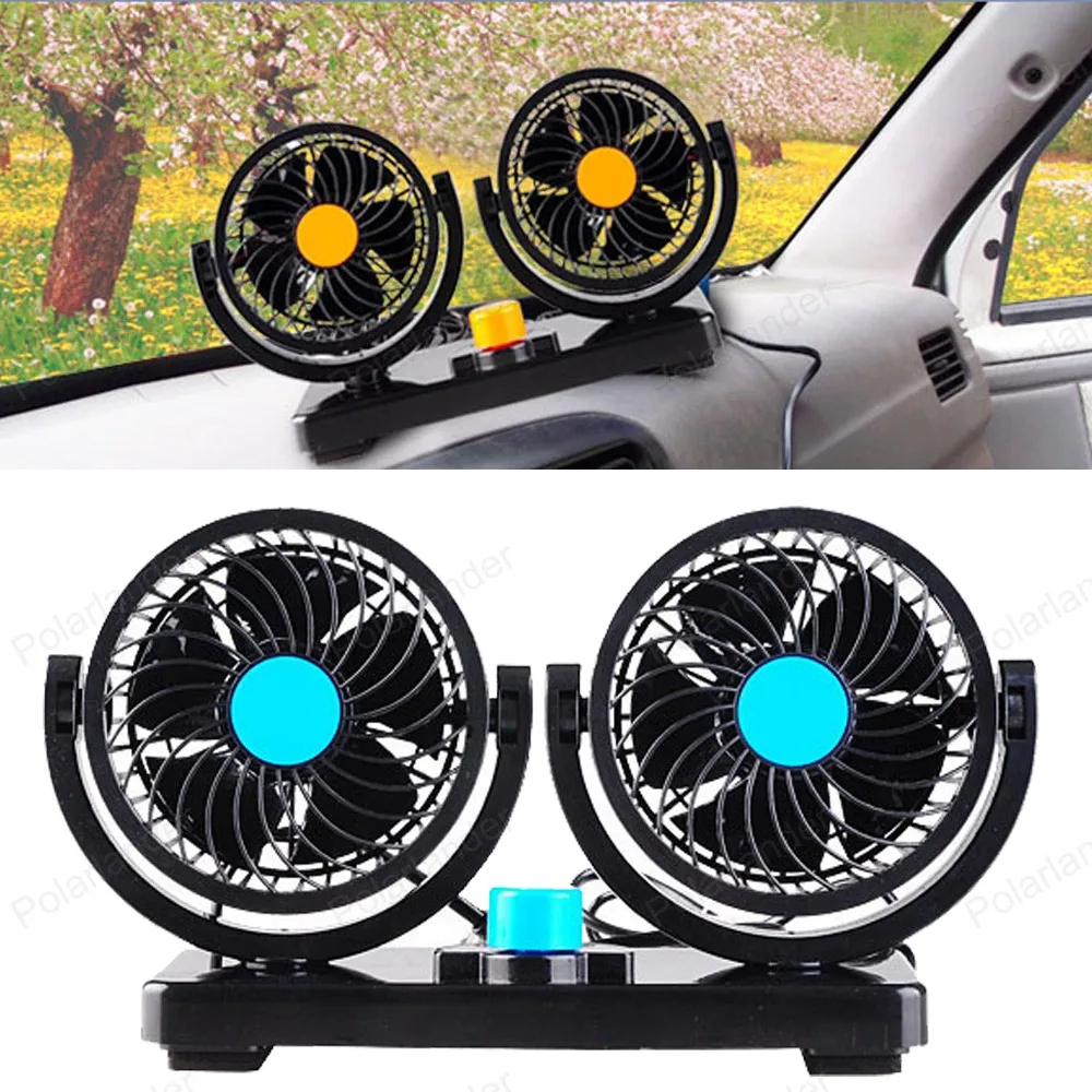 12V 15W Mini Car Fan  Air Conditioner Low Noise Auto Cool Fan 360 Degree Rotating Air Ventiladores Para Vehiculos