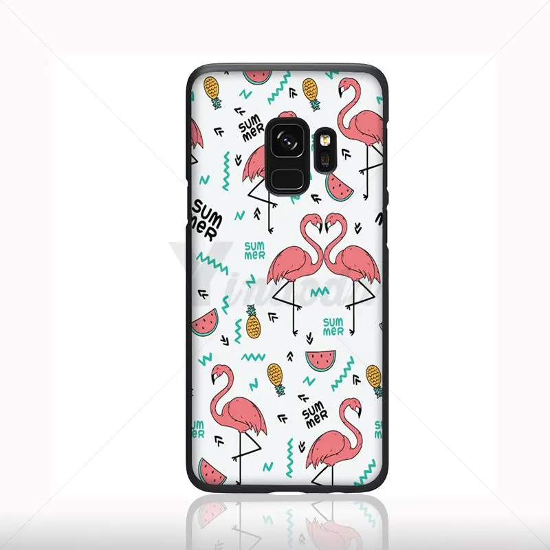 Yinuoda цветной мягкий силиконовый черный чехол для телефона с фламинго Samsung Galaxy s9 s8