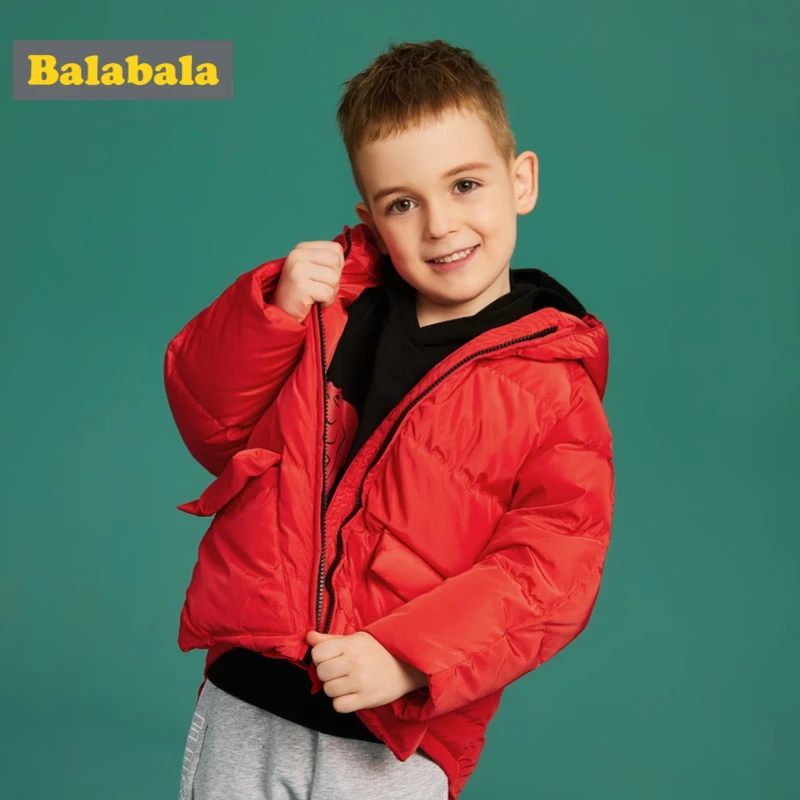 Пуховая куртка Balabala для маленьких мальчиков легкая пуховая с капюшоном и
