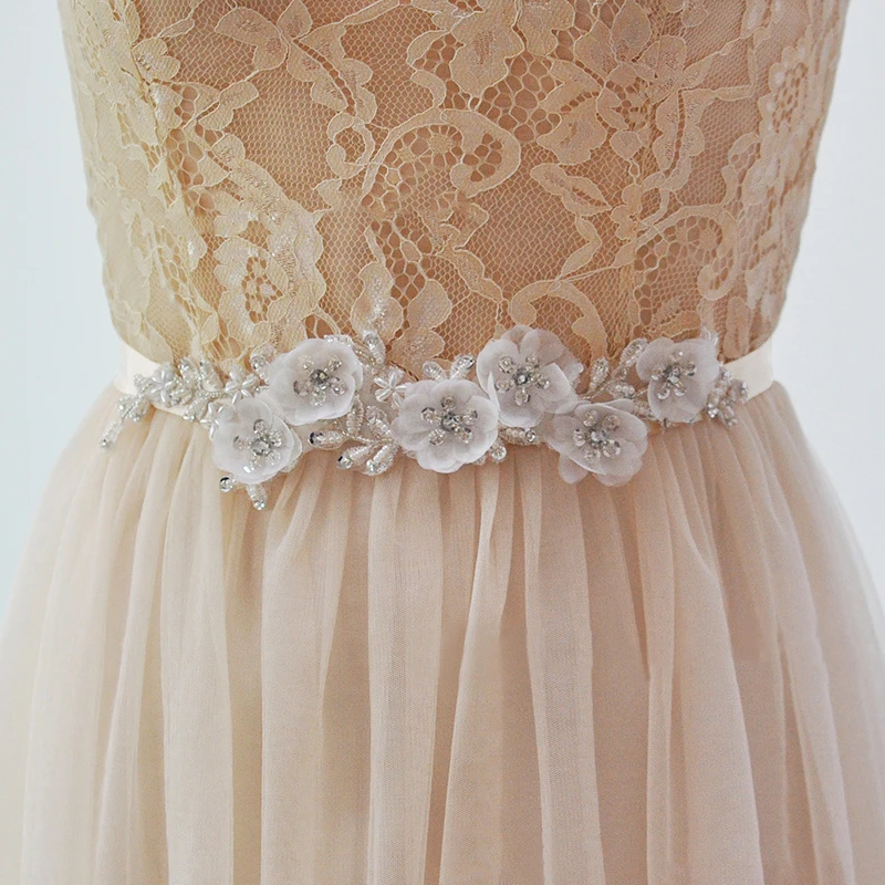 

2018 Elegant Flower and Pearl Bride Waistband Evening Party Prom Dresses Accessories Wedding Sashes Belts, Bridal Belts Sashes
