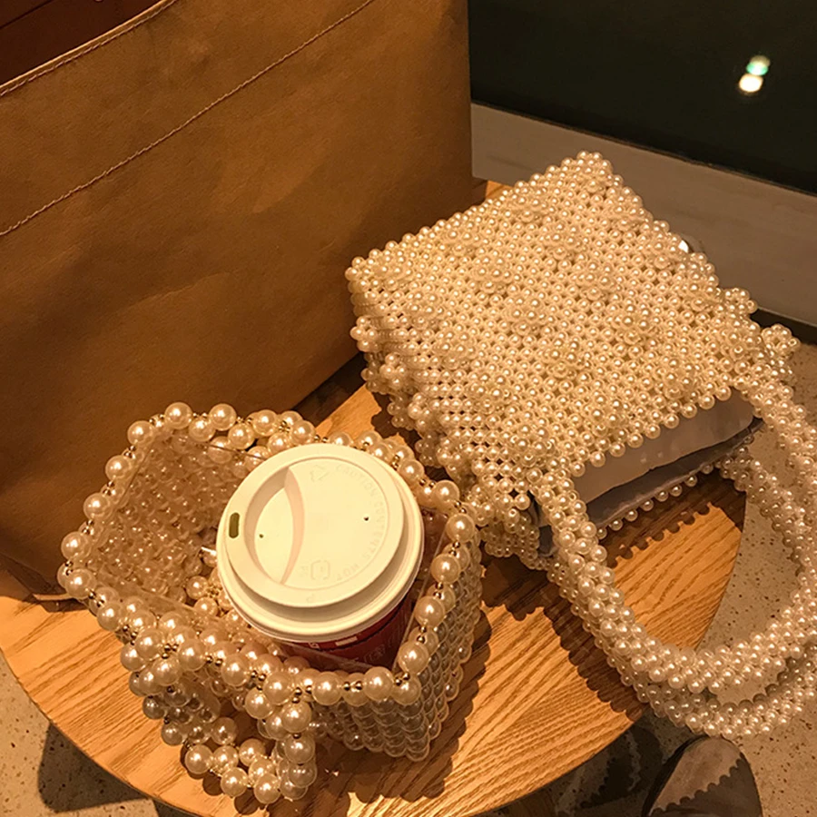 Тяжелый Ins пункт жемчуг женские сумки металлические бусы Коробка Сумка тоут Топ