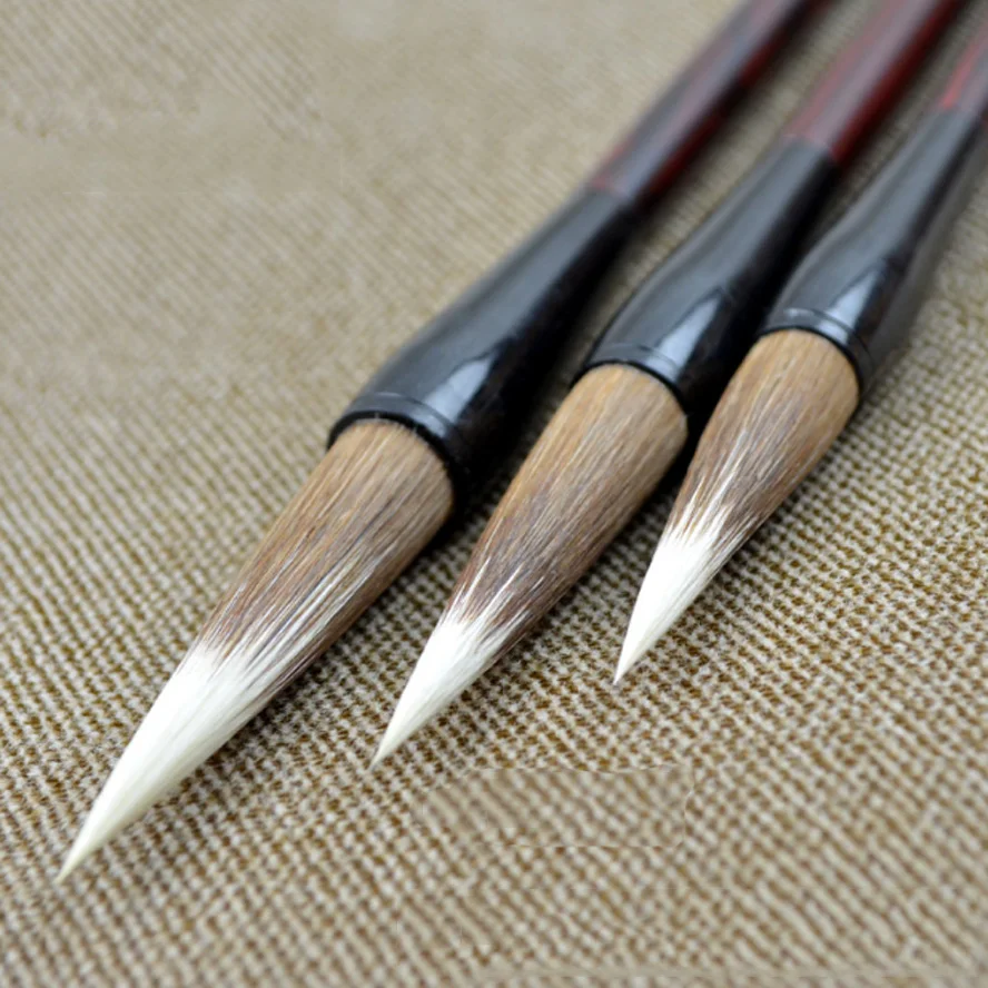 3pcs Top mixed hair calligraphy brush pen set Chinese woolen weasel hair Painting brush for artist  regular script art supplies