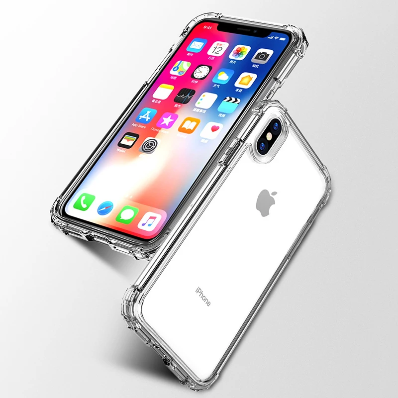 Противоударный прозрачный мягкий чехол для iPhone 12 11Pro Max X XS XR 6S 7 8 Plus силиконовый