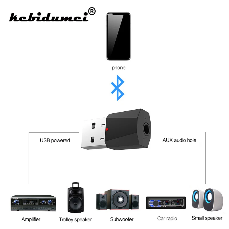 Миниатюрный USB беспроводной аудиоприемник Bluetooth 4 2 с кабелем 3 5 мм линейный шнур