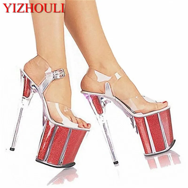 Ladies Sexy Party Heels Wedding Shoes Platform Crystal Shoes 20CM Ultra High Heels Dance Shoes