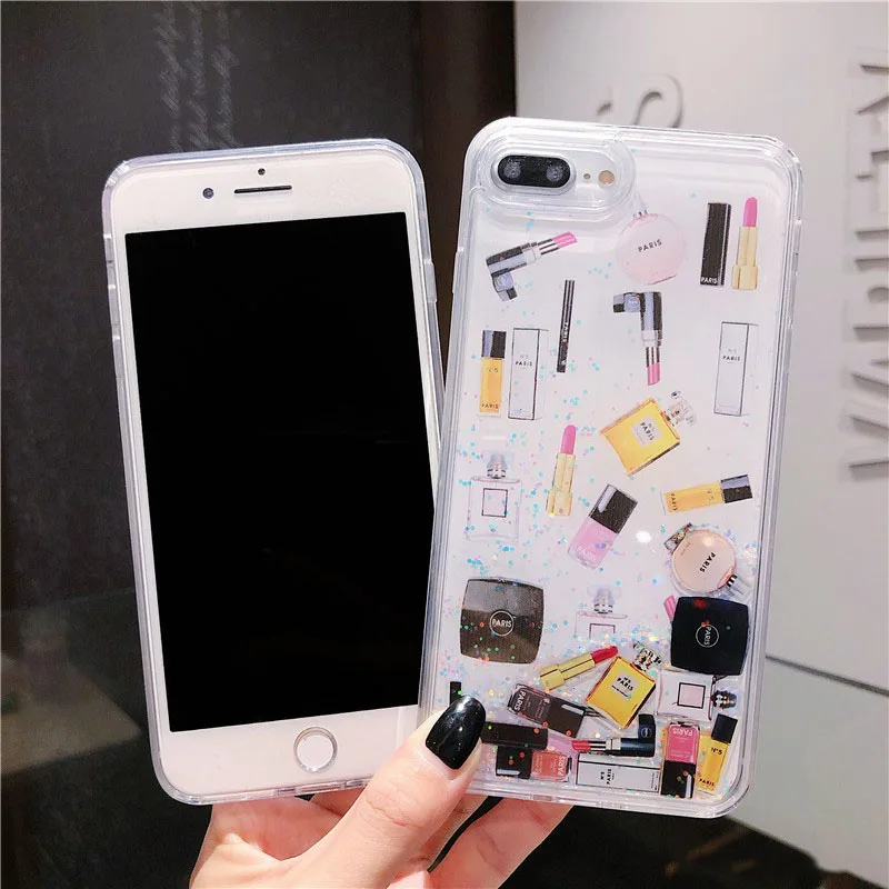 Косметический Блестящий динамический Жидкий чехол для iPhone 6 6s 7 8 Plus X XS MAX XR