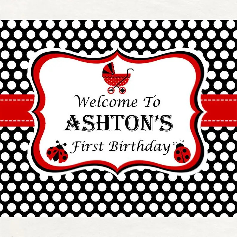 

custom ladybug baby shower photo background photography backdrops quality vinyl