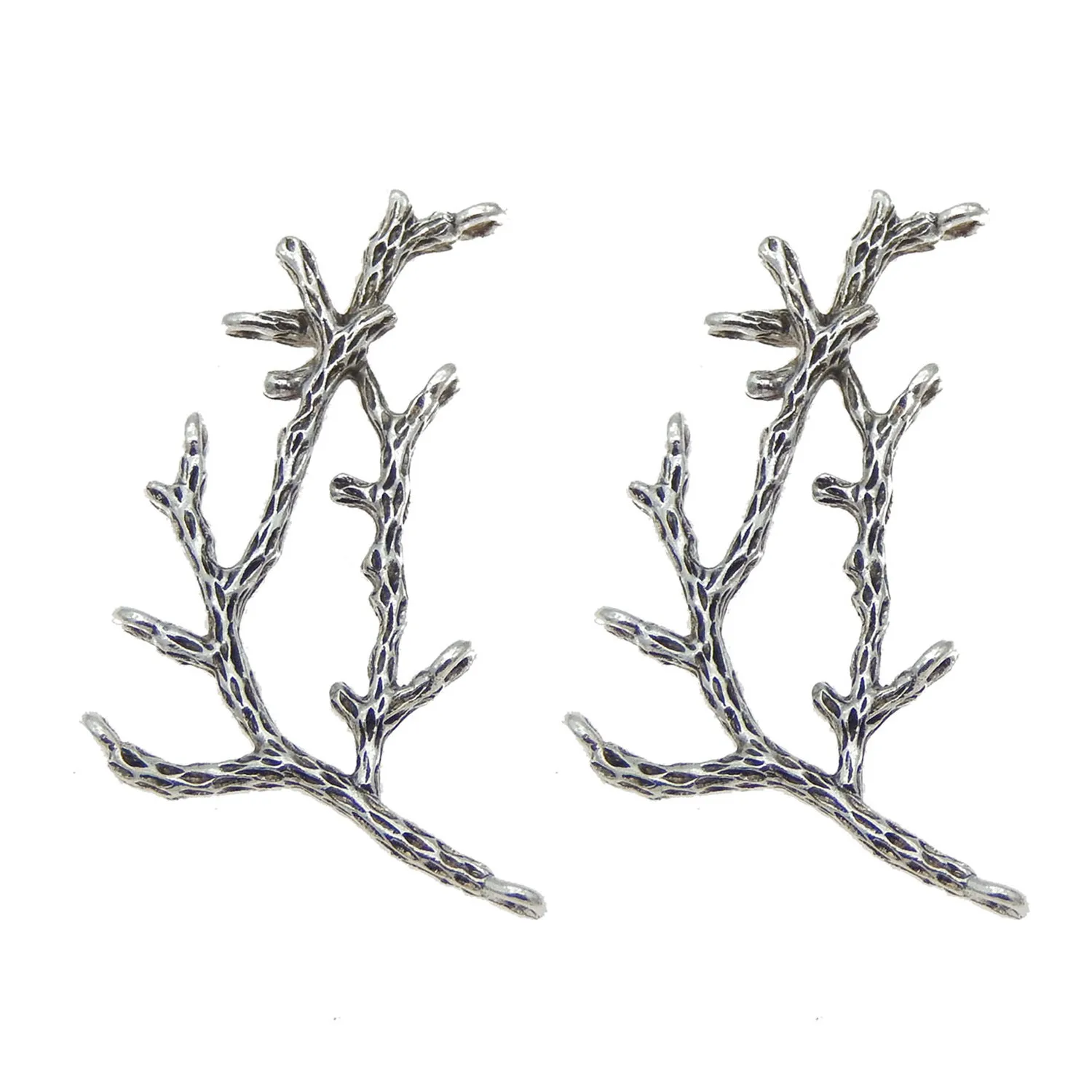 GraceAngie 30PCS Antique Silver Alloy Branch Of Tree Pendant Connector Holes Charms Handmade Jewelry Finding 59*45*6MM 35352