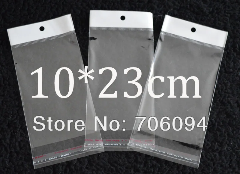 

FreeShipping 10*23cm,1000pcs/lot Clear Self Adhesive Seal Poly Opp Plastic Bag With Header ,Hole Jewelry Earring Packing bag