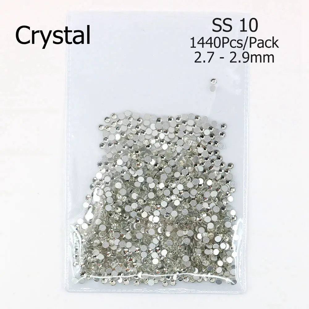 Crystal SS10 3D кристаллы для ногтей, прозрачные стразы разных размеров, стразы для дизайна ногтей, дизайнерские стразы, камень, украшение для маникюра, 1440 шт/упаковка - Цвет: Crystal SS10
