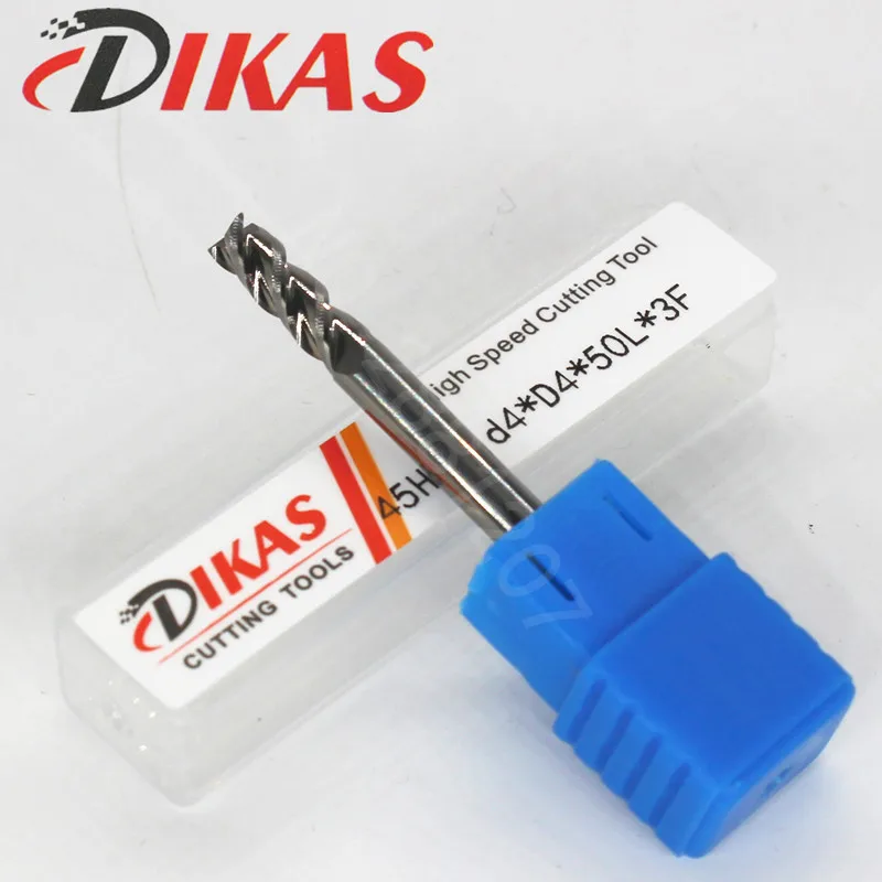 

Dikas 45HRC d4 * D4 * 50L * 3F материал карбидная квадратная плоская торцевая фреза 3 канавки 4 мм покрытие нано используется для высокоскоростного фрезерного станка