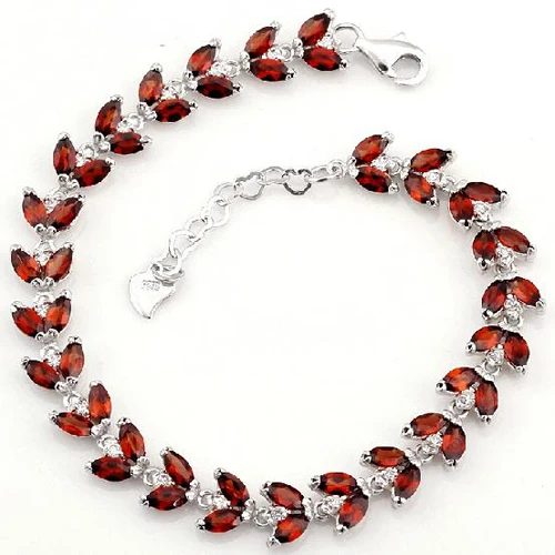 INZOLIA_Free Mail Natural Garnet Stones Elegant Bracelets_S925 Solid Silver Fashion Bracelets_Manufacturer Directly Sales | Украшения и